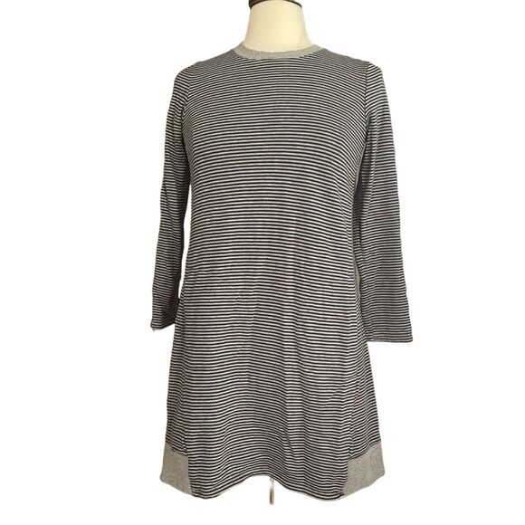 J.Jill Sweatshirt Dress Sz XS Gray And Black Stripes Slant Pockets Super Comfy - Picture 1 of 6